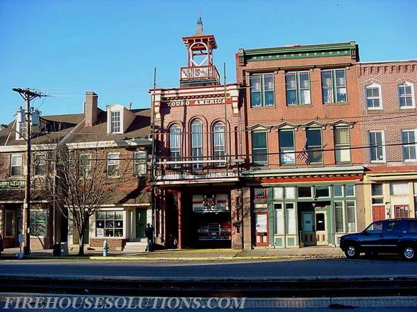 Young America Hook & Ladder Co. 3 Located on E. Broad St. Pictured with Tower 9035 prior to relocation to the Mitchell Fire House. 